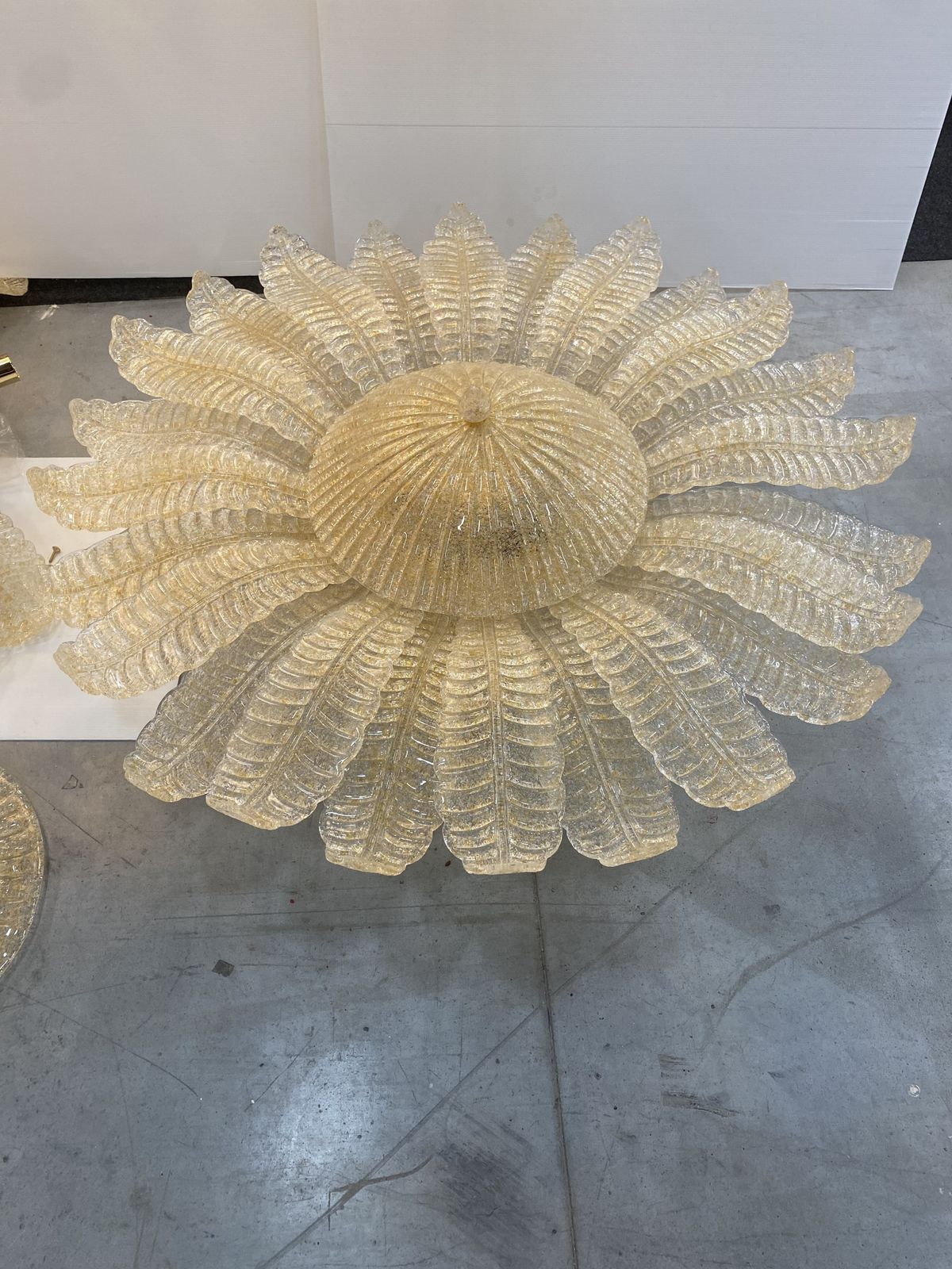 photo buy Impressive And Shenographic Venetian Flush Mounth Made In Gold Graniglia Murano Glass