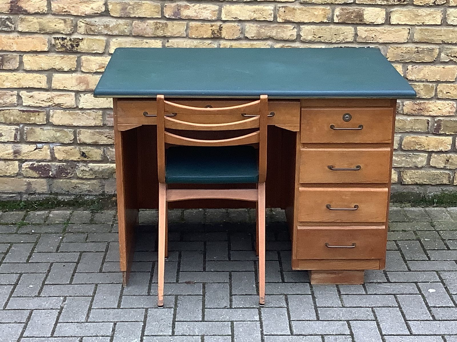 1950s French Wooden Desk And Chair By Meuble Spirol photo Furniture