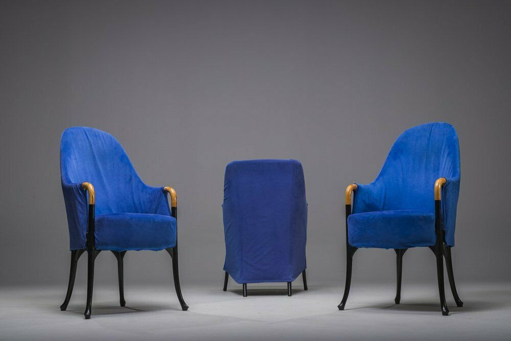 Italian Project Alcantara Armchairs By Umberto Asnago For Giorgetti/Progetti, 1980s, Set Of 3 photo Furniture
