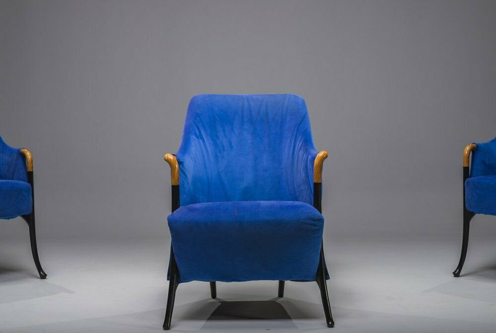 Italian Project Alcantara Armchairs By Umberto Asnago For Giorgetti/Progetti, 1980s, Set Of 3 photo 4215.0