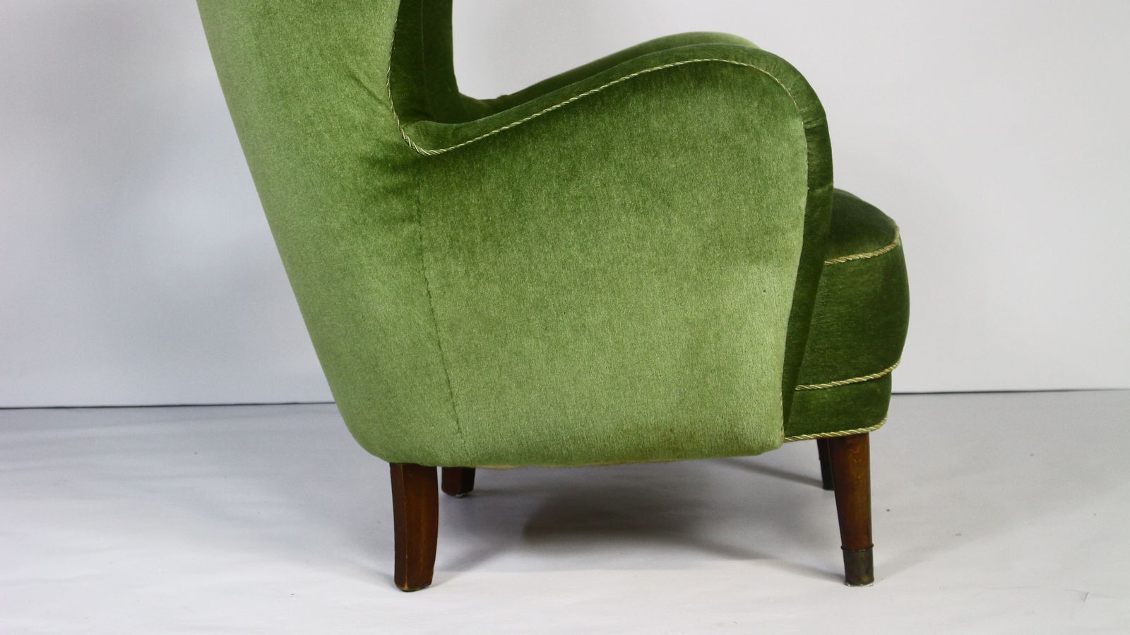 1099.0 1950s Danish Green Velvet Armchair photo
