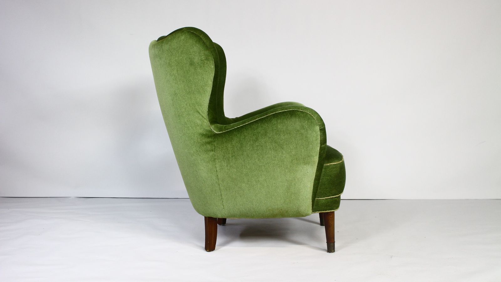 1950s Danish Green Velvet Armchair photo vinterior
