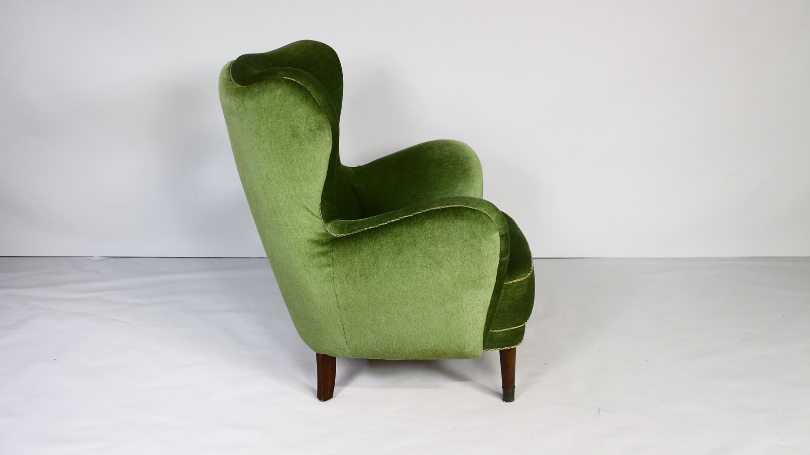 1950s Danish Green Velvet Armchair photo buy
