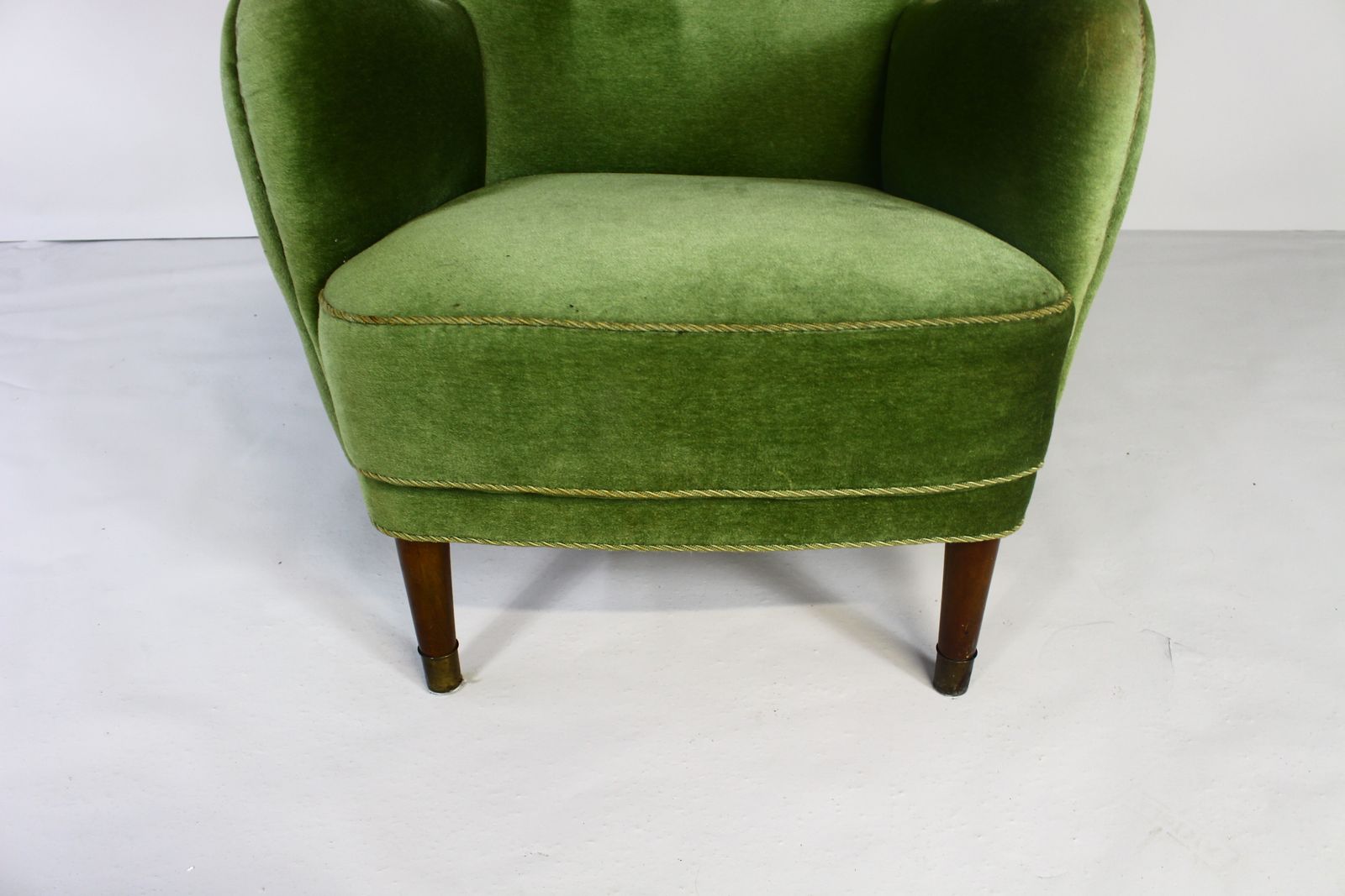 1950s Danish Green Velvet Armchair photo vintage