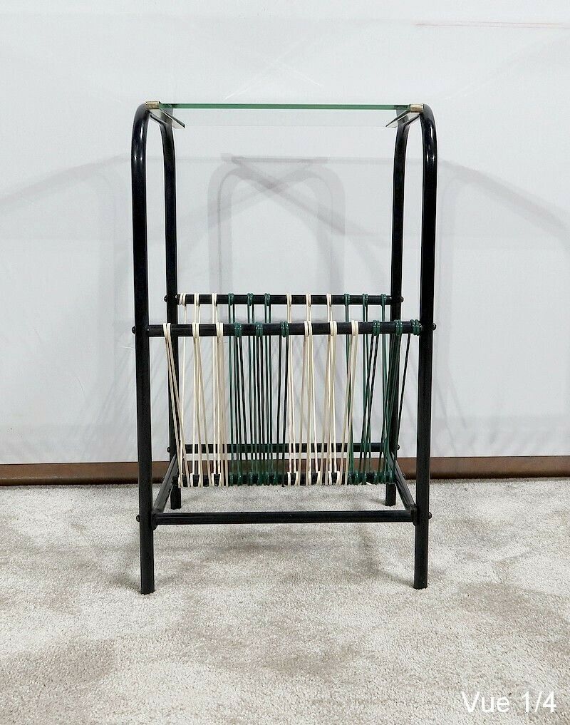 Vintage Side Table With Scoubidou Magazine Rack – 1950s photo 834.3