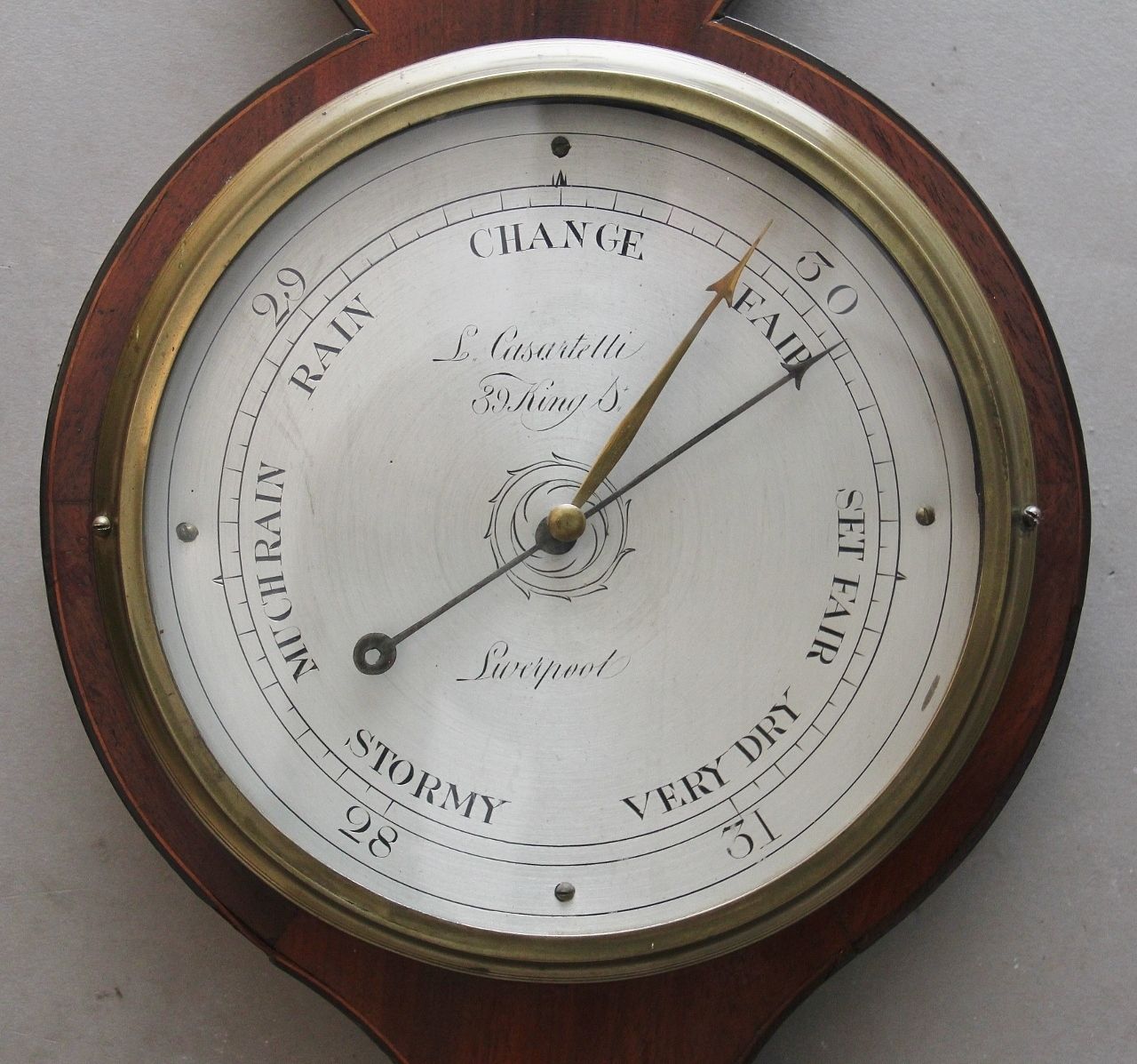 19th Century Inlaid Mahogany Banjo Barometer By L Casatelli Of Liverpool photo Home Decor