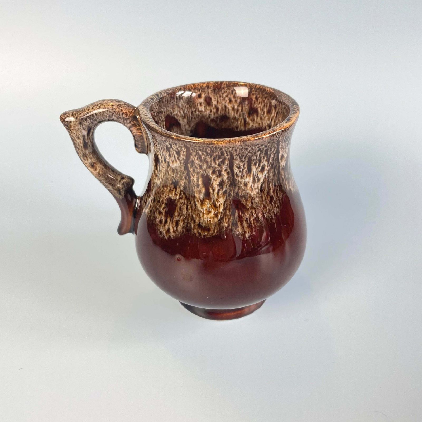 Brown Glazed Ceramic Swirl Coffee Pot Set With 6 Cups, Milk Jug & Sugar Bowl photo for sale