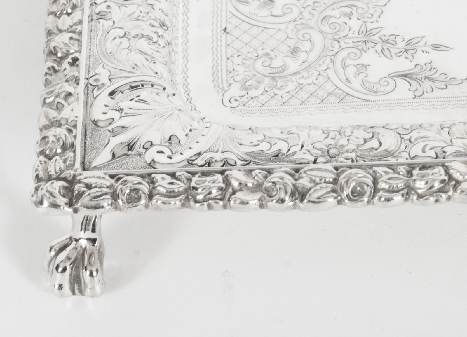 photo vinterior Antique Silver Plated Salver By Fenton Russel C1880 19th C