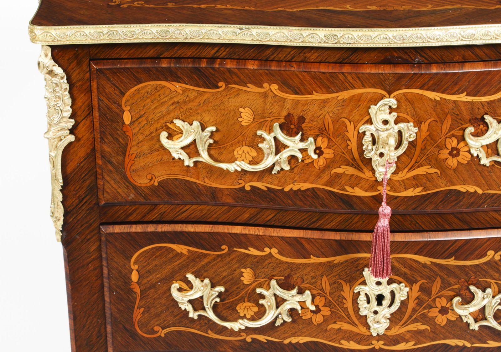 photo furniture Antique French Louis Revival Kingwood Marquetry Commode  C.1880