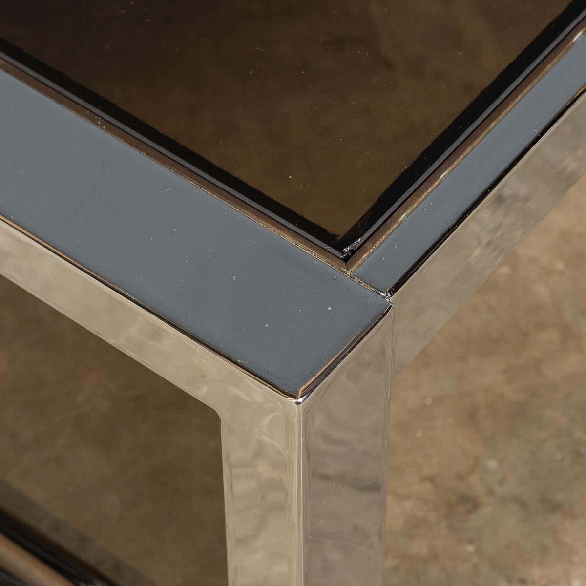 2195.0 20th Century Pair Of Chrome & Glass Side Tables, C.1970 photo