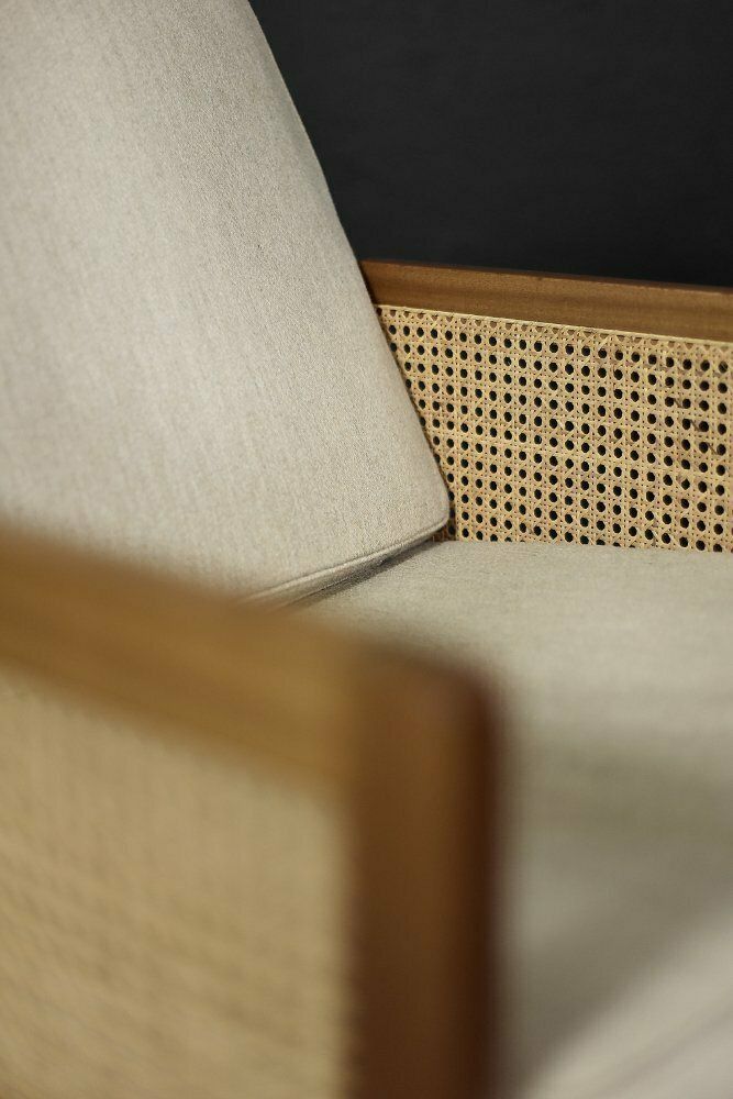 Mid Century Scandinavian Modern Mahogany Armchair With French Wicker By Bernt Petersen Dla Wørts Møbelsnedkeri, 1960s Mid Century Scandinavian Modern photo furniture