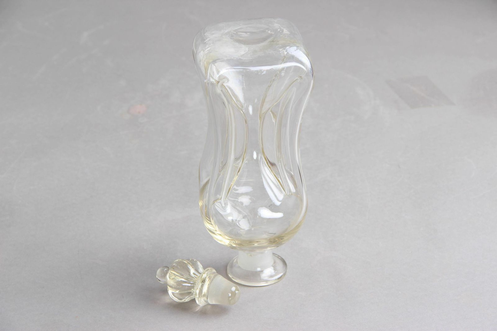 Cluck Bottle With Solid Clear Crown Stopper, Danish Design 1920s photo for sale
