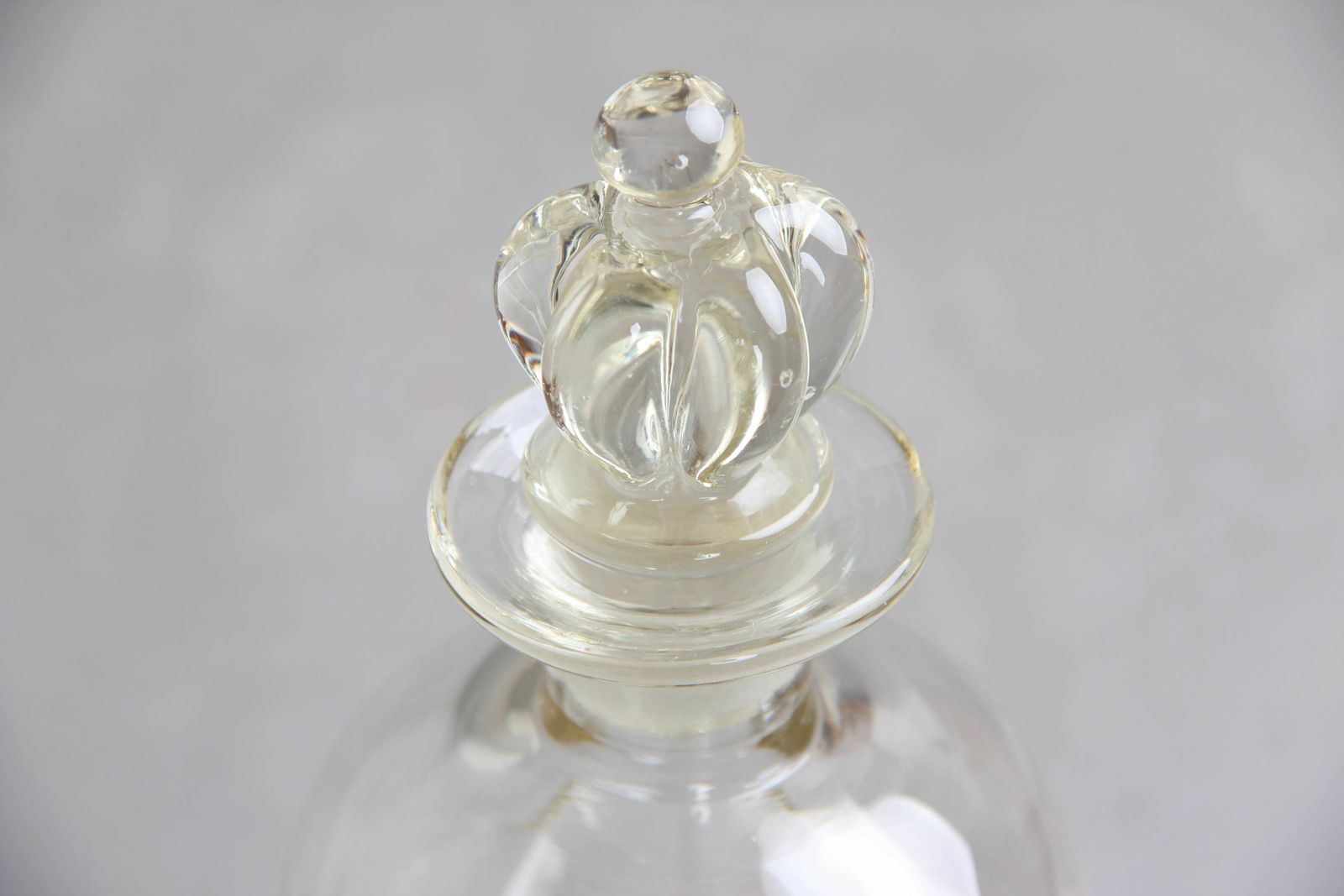 Cluck Bottle With Solid Clear Crown Stopper, Danish Design 1920s photo Home Decor