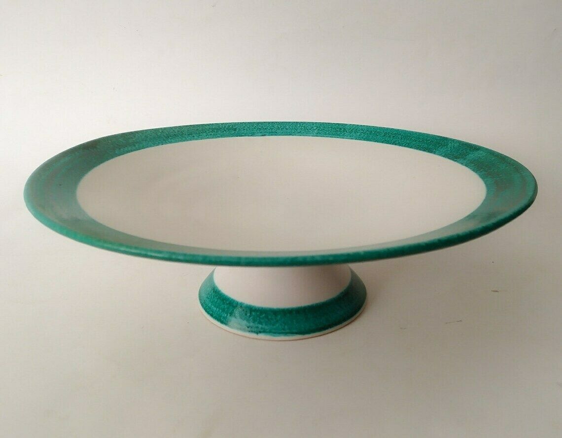 Coupe centre de table en céramique Lenci, design vintage, blanche et verte, Made In Italy, mid-century