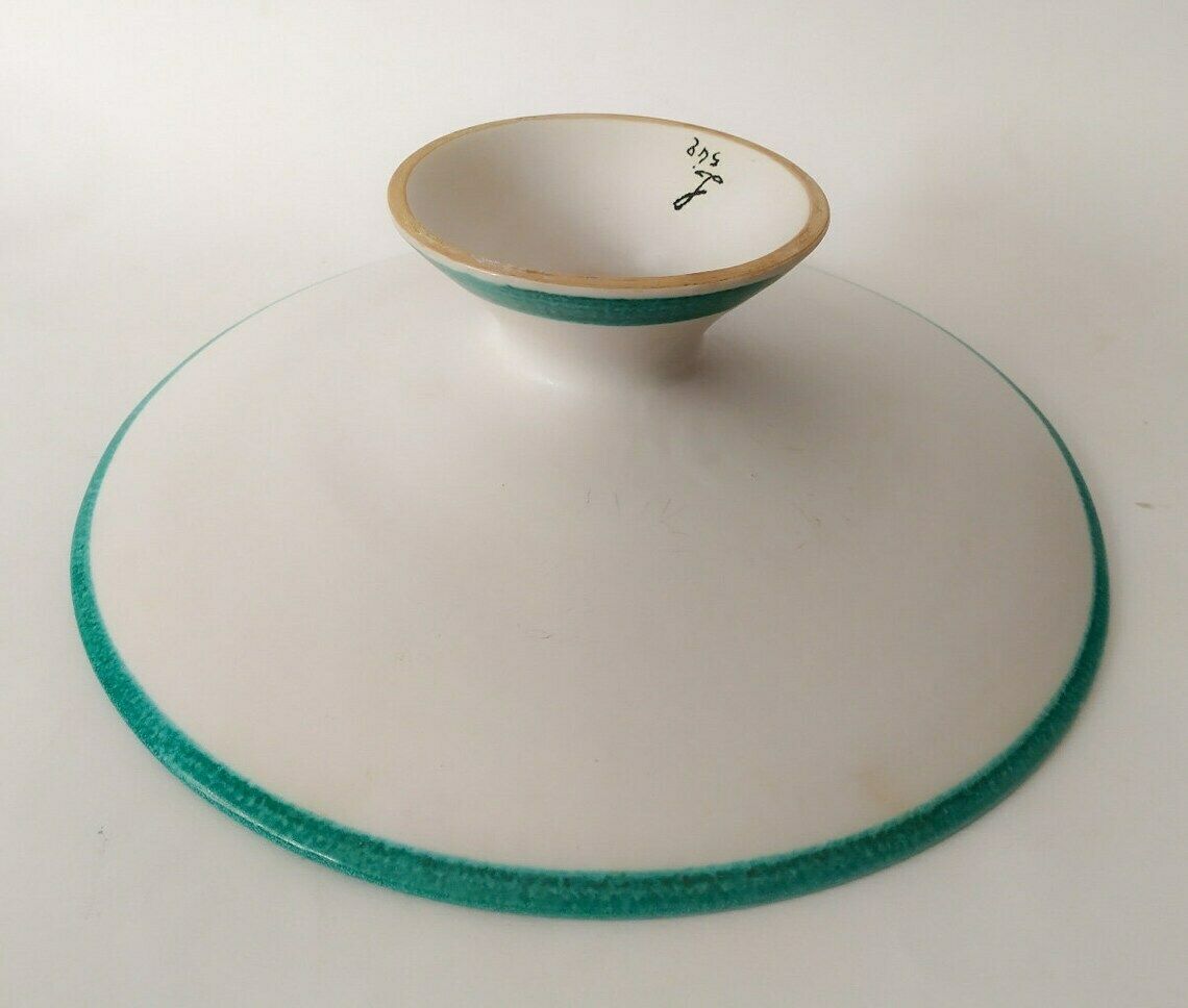 Ceramic Backsplash Back Lenci Vintage Design Cup Centerpiece Tray Made In Italy Midcentury White Green photo 219.6