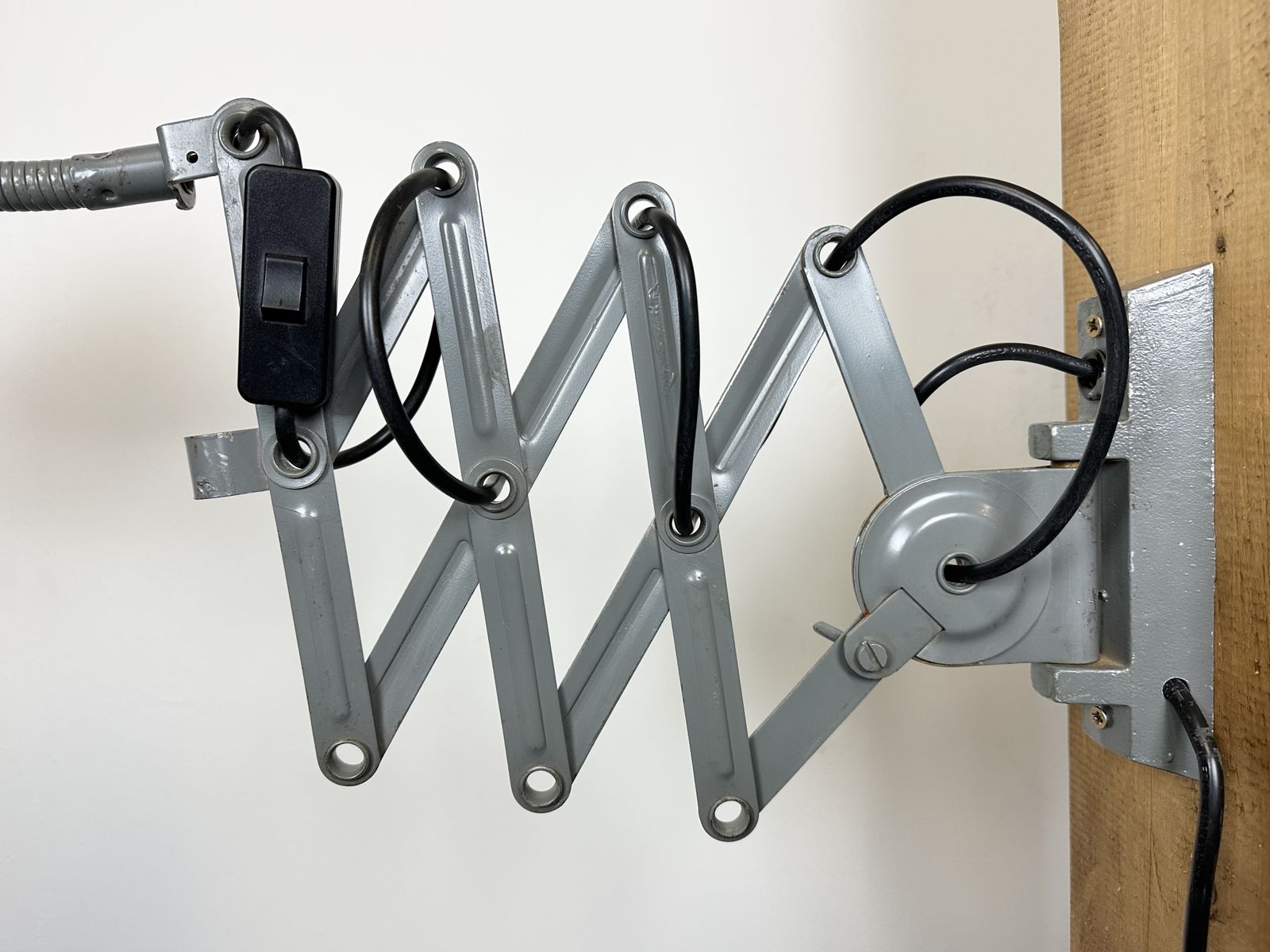 Grey Industrial Scissor Wall Lamp From Elektroinstala, 1960s photo furniture