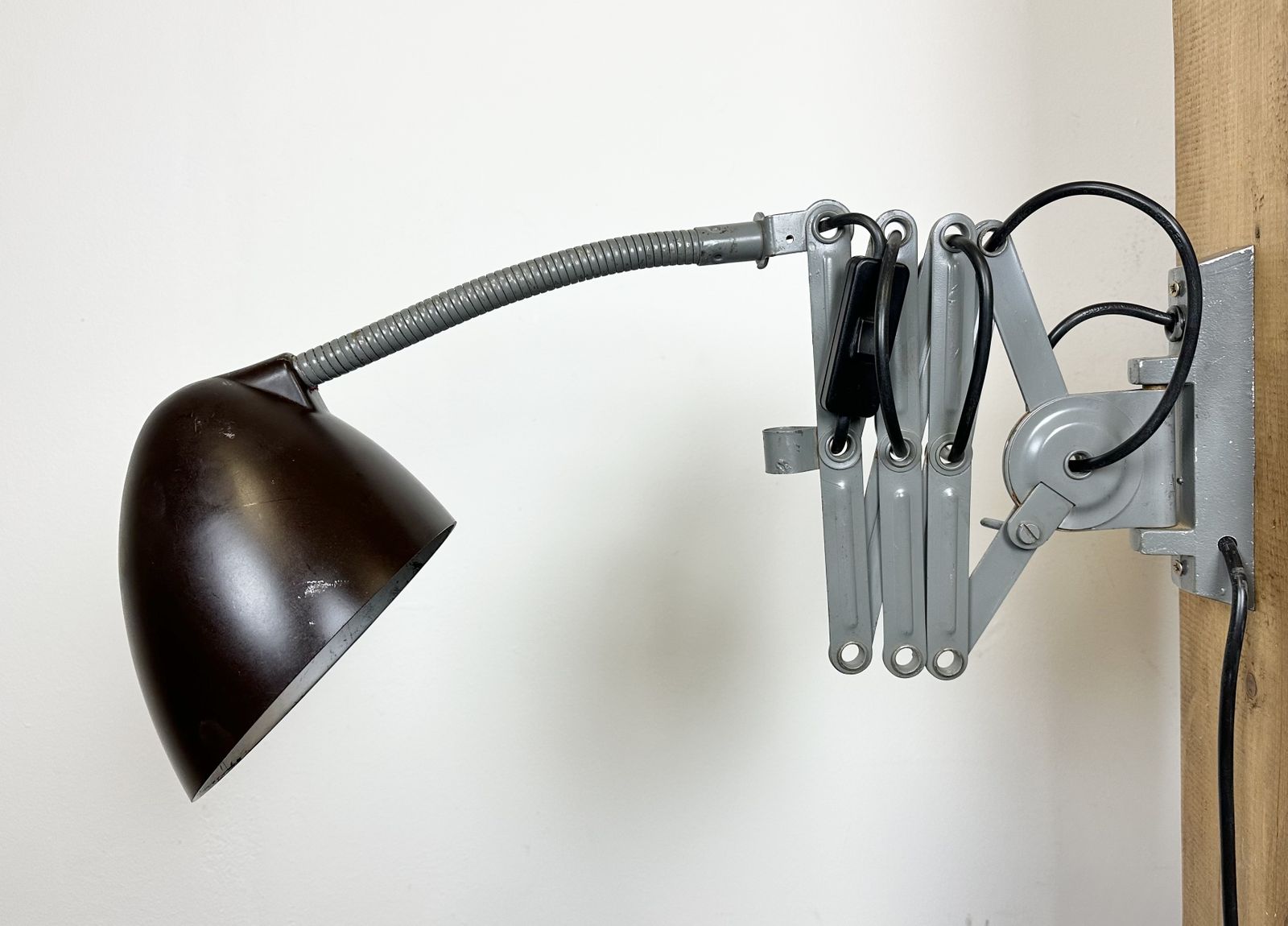 Lighting Grey Industrial Scissor Wall Lamp From Elektroinstala, 1960s photo