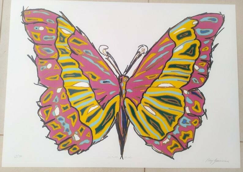 Beny Giansiracusa Latest Colors Butterfly Made In Italy Graphic Painting Pop Art 50 X 70 Cm