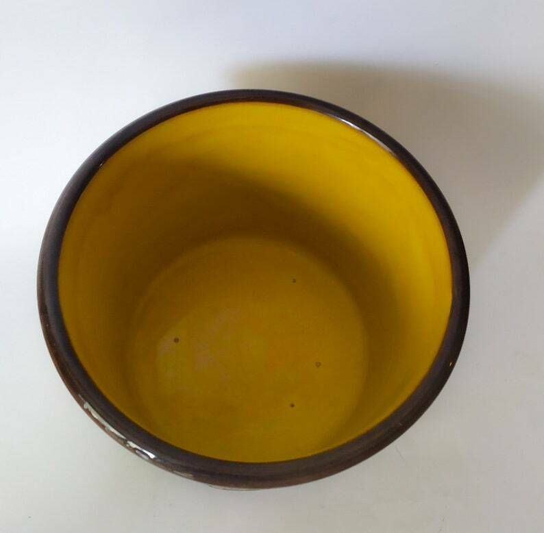 Sahara Bitossi Vintage Ceramic Vase Design Aldo Londi Cachepot Mid Century Paoli Yellow Brown Orange Modern Italian Pottery photo 186.0