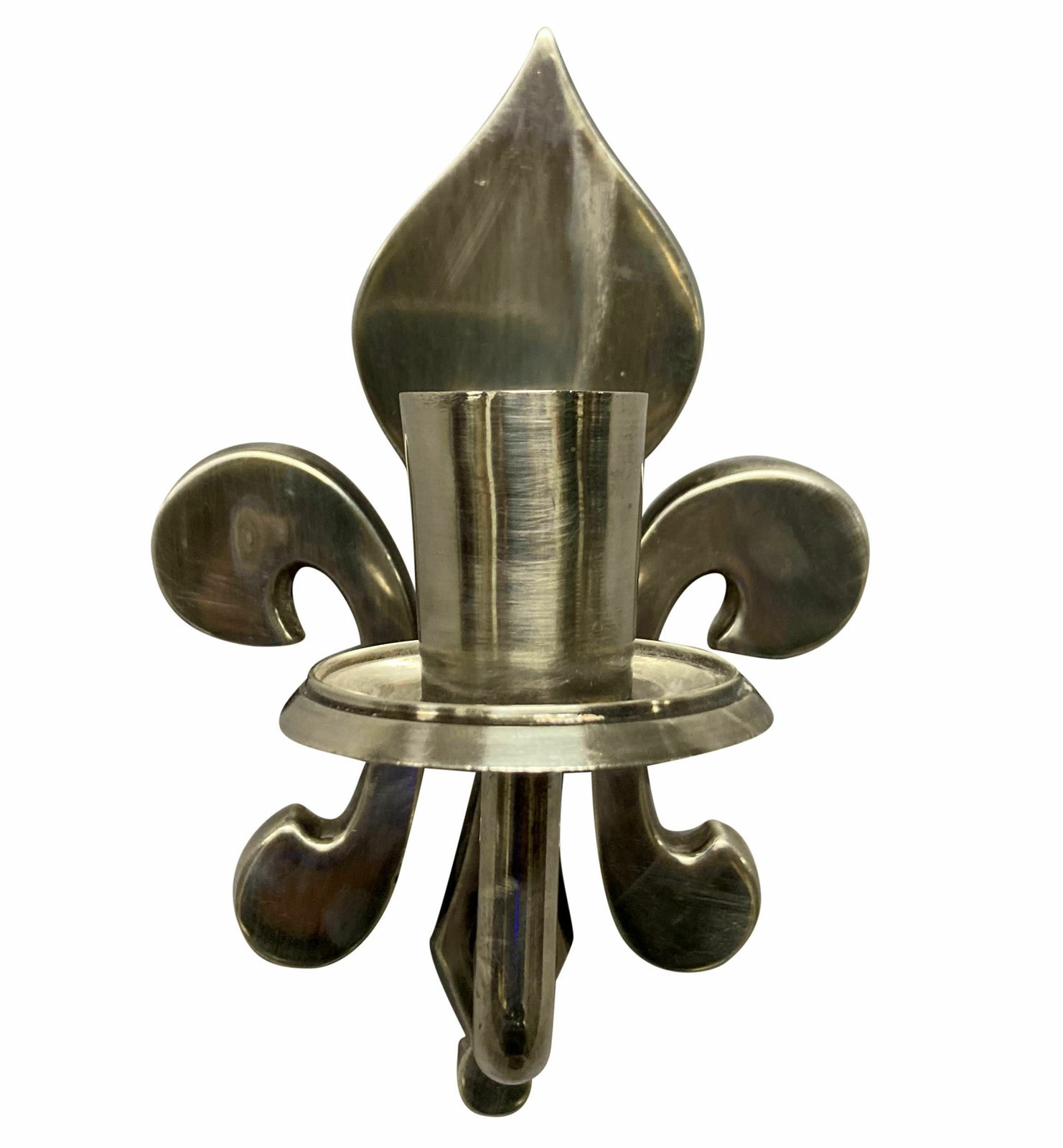 A Pair Of Silver Plated Fleur De Lys Candle Sconces photo furniture