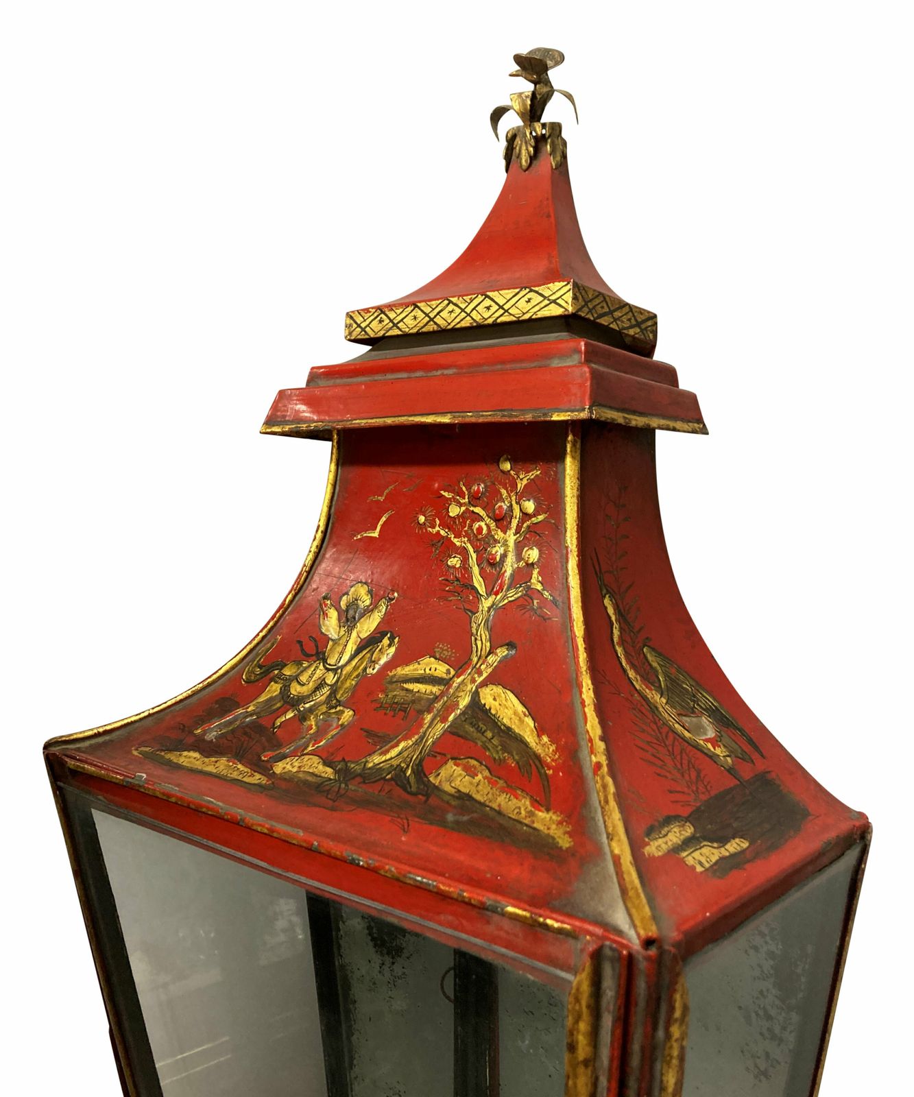 Lighting An Impressive Pair Of Regency Style Scarlet Japanned Wall Lanterns photo