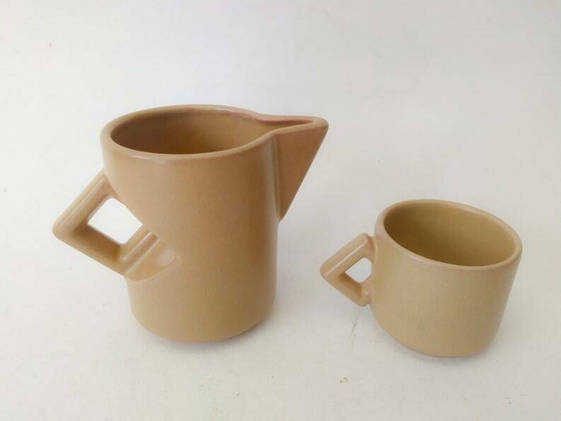 Coffee Service Post Modern Design El Carlos Luxury Ceramic Italy 70s Beige Brown Cups 4 People photo 184.8