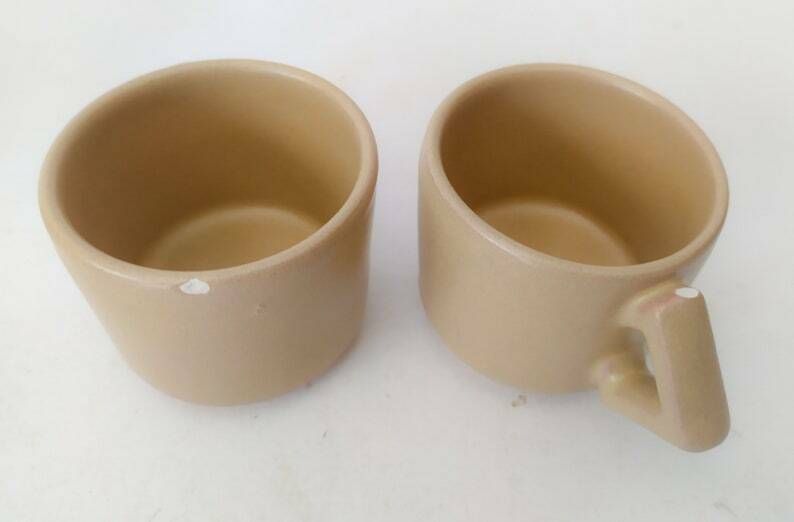 Coffee Service Post Modern Design El Carlos Luxury Ceramic Italy 70s Beige Brown Cups 4 People photo vinterior