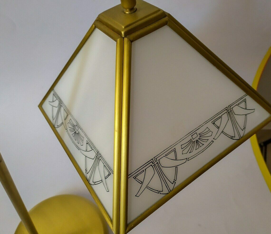 Polyarte Desk Light Vintage Design Italian Glass White Gold Table Lamp Art Deco Style photo for sale