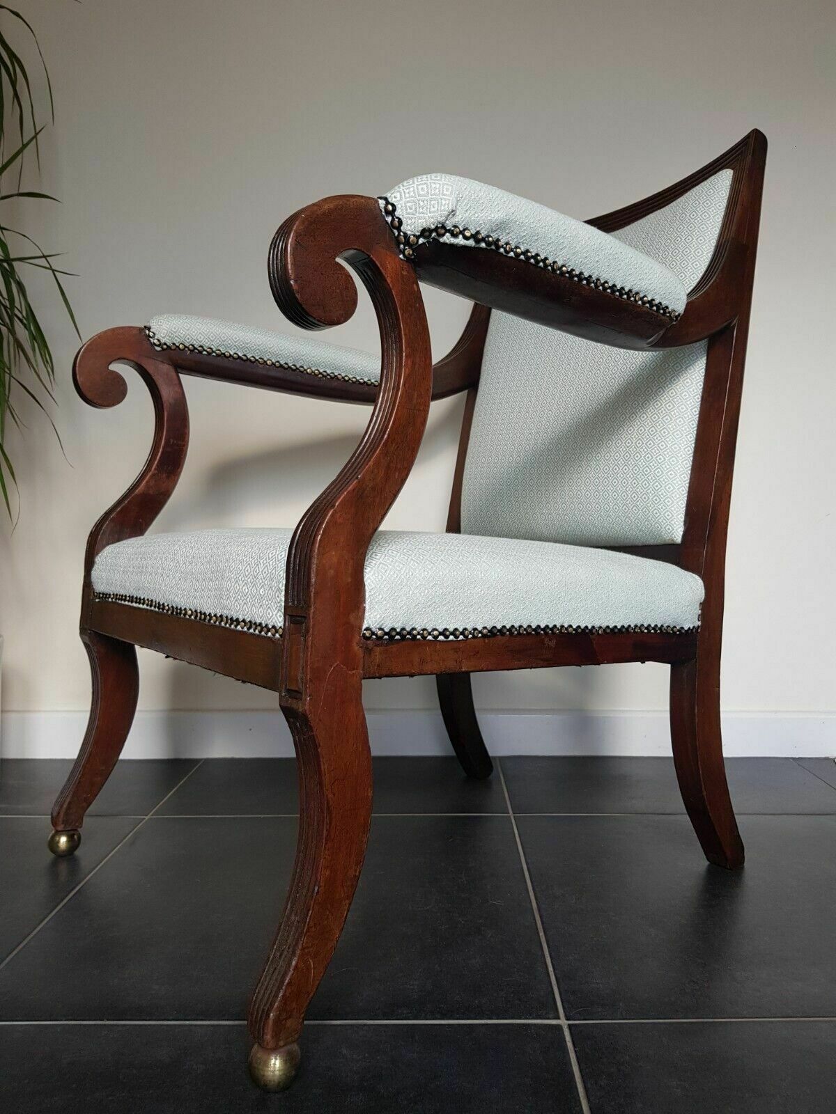 1195.0 Early Regency Reupholstered Country House Armchair Antique Circa 1830 photo