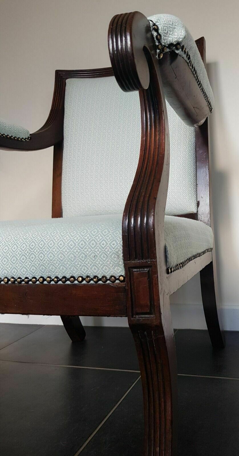 photo buy Early Regency Reupholstered Country House Armchair Antique Circa 1830