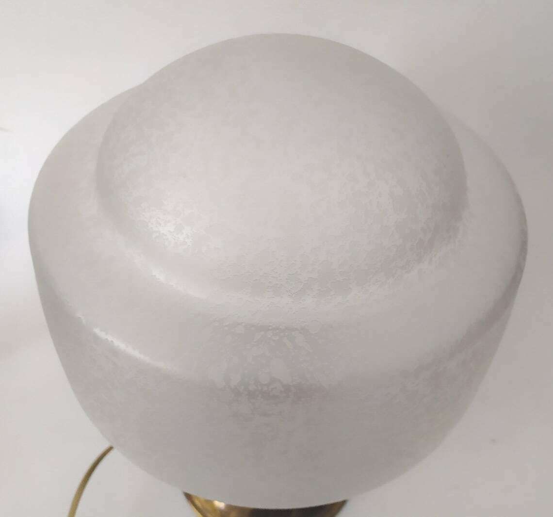 Mushroom Desk Light Murano Glass Table Lamp Vintage Italian Design Satin Brass Base photo Lighting