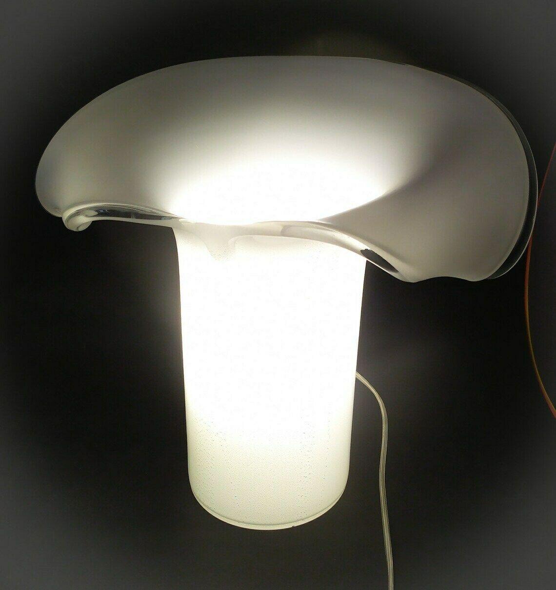 Wonderful Murano Desk Light Lamp Big Calla Design Venini Carlo Scarpa Vintage White Silver Italian Glass Home