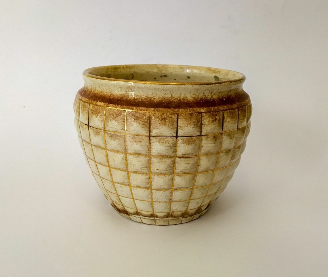 Italian Design Vase Beige Gold Centerpiece Gariboldi Bridges