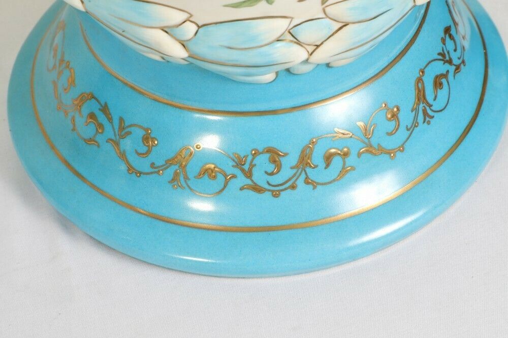 Pair Sevres Porcelain Vases Floral Urns French photo for sale