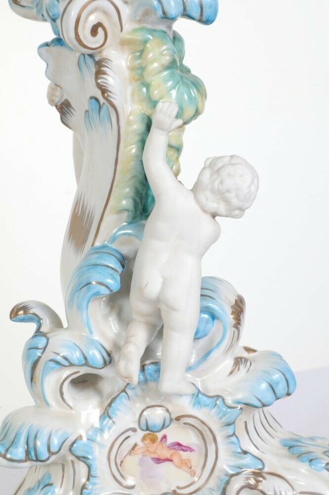 photo vinterior Pair Sevres Candelabras Porcelain Bisque Cheight Erubs Candles