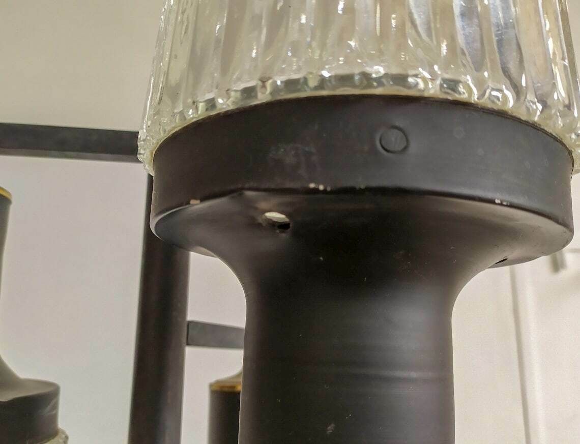 Vintage Floor Lamp Midcentury Modern Design Staff Stilux Black Floor Lamp 3 Glass Lights 50s 60s Planter photo vintage
