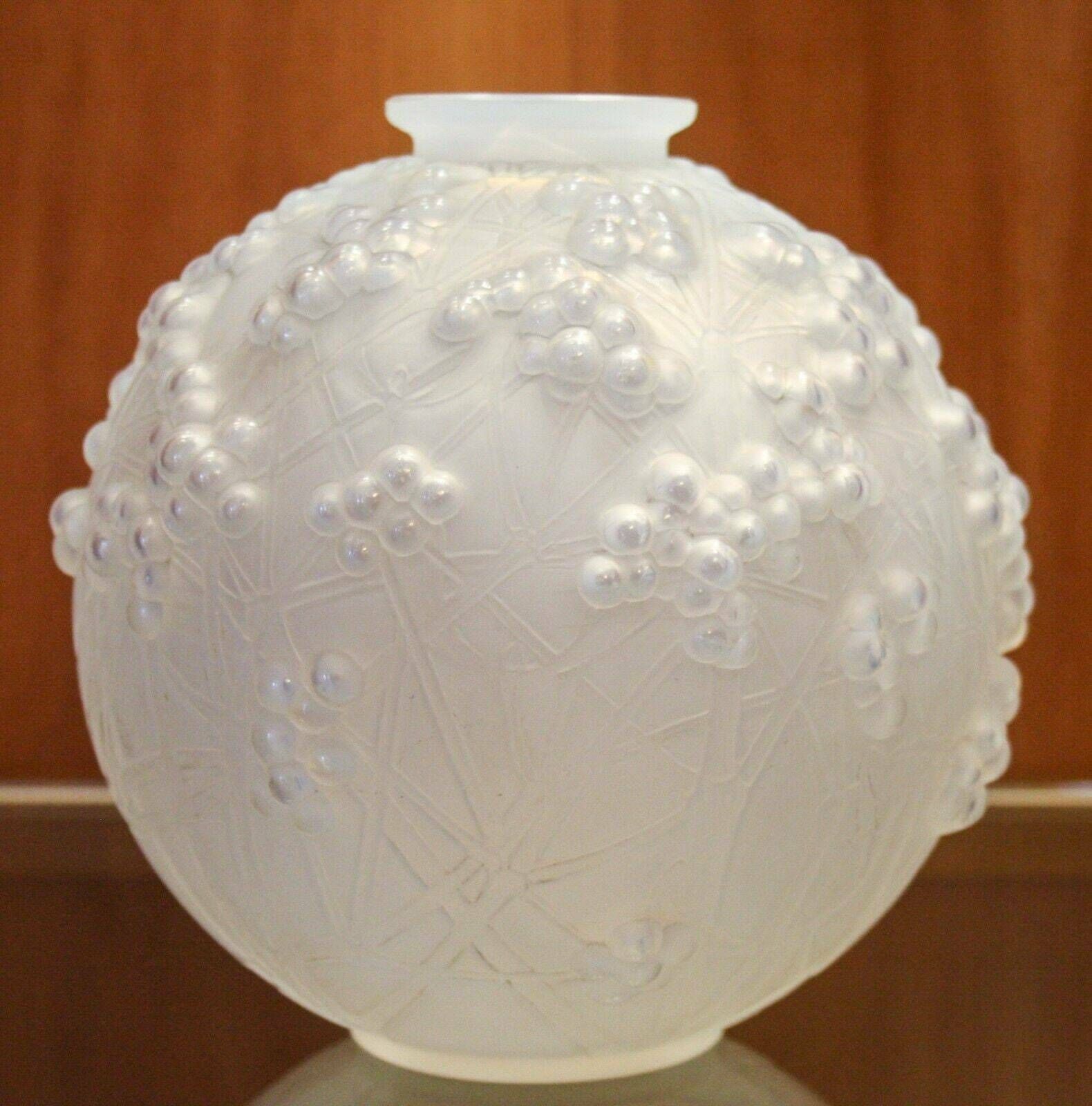Renè Lalique France Vase Druide Glass White Vintage Glass Art Nouveau Liberty