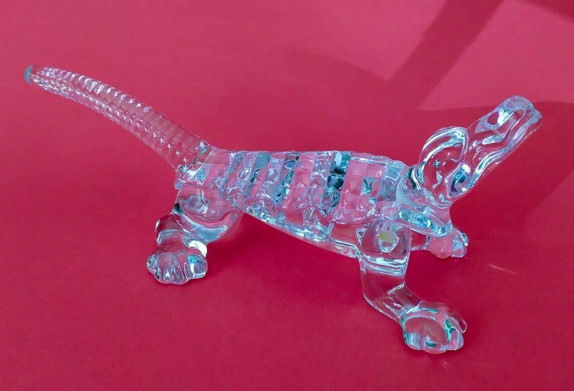 Arnolfo Di Cambio Rare Crocodile In Crystal Pen Holder Vintage Italian Design Pen Holder Glass Signed Limited Edition photo furniture