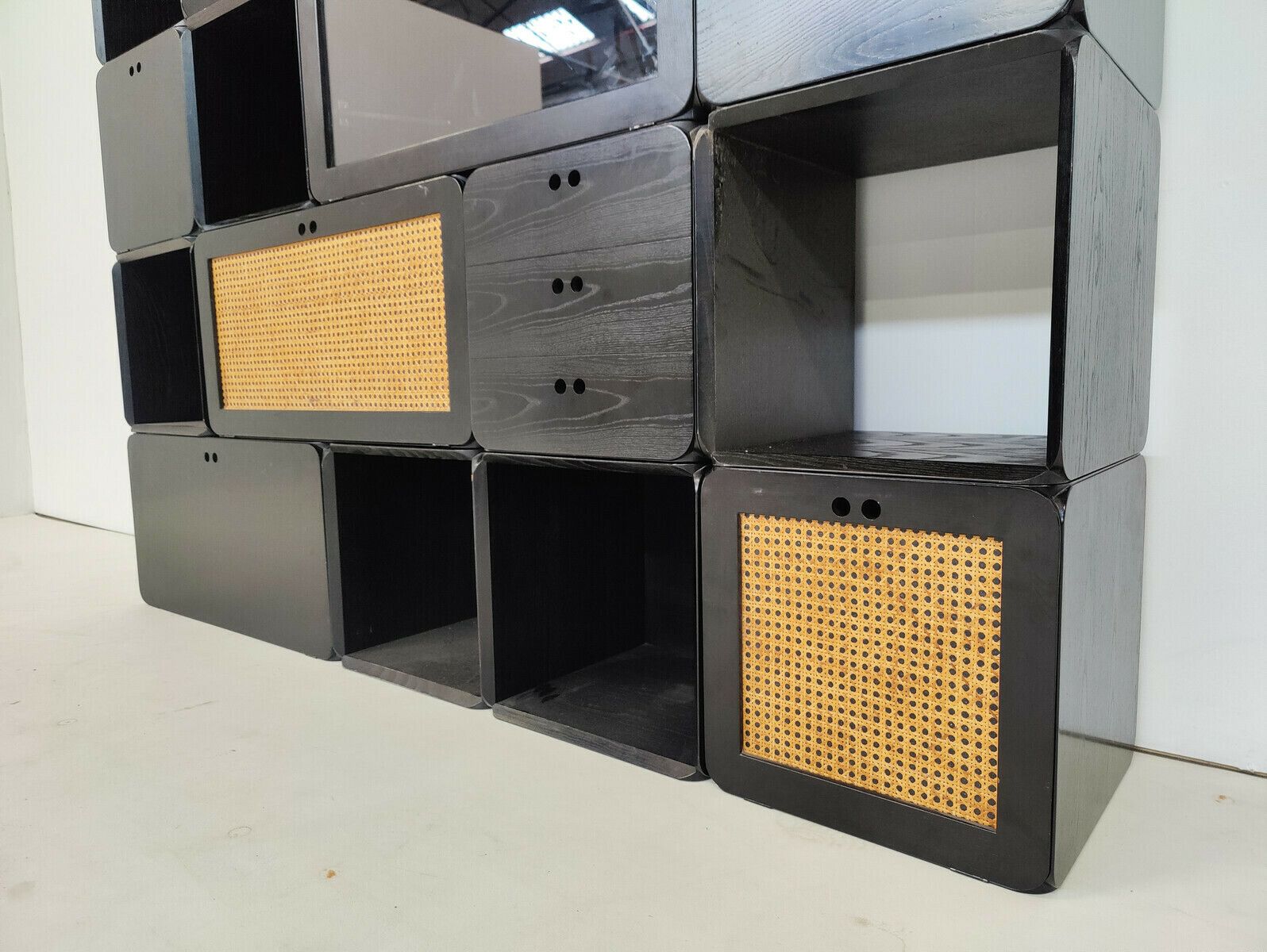 Furniture Set Of Modular Black Wooden Cubes By Derk Jan De Vries photo