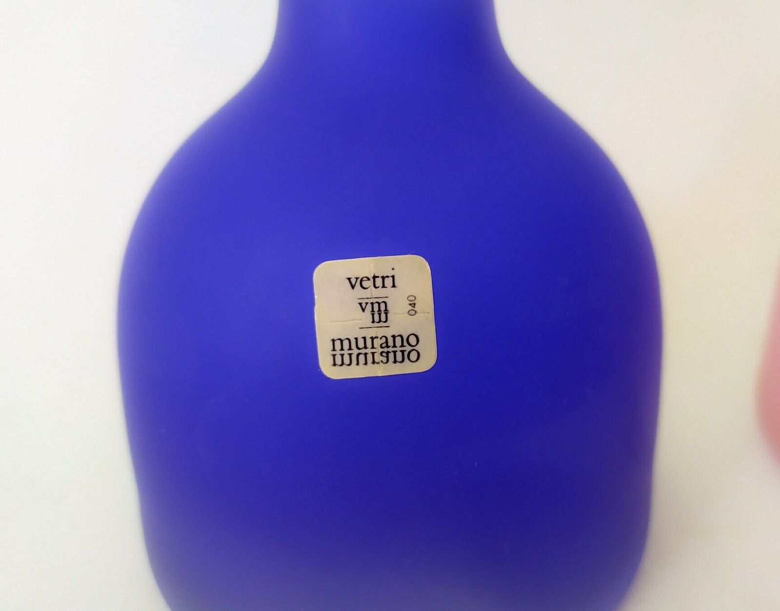 Pair Of Bottles In Frosted Murano Glass Lip Design Marcello Furlan 1989 Pink Blue photo 163.2