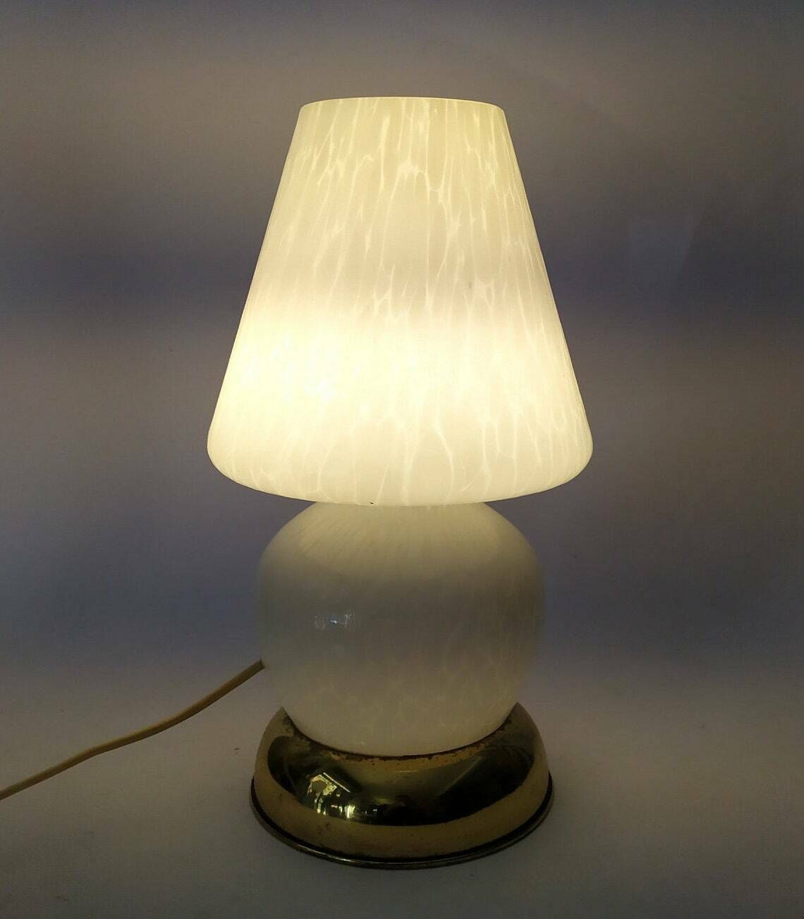 Mushroom Murano Table Light Vintage Table Lamp In White Glass Base In Brass Mushroom Space Age Designlamps