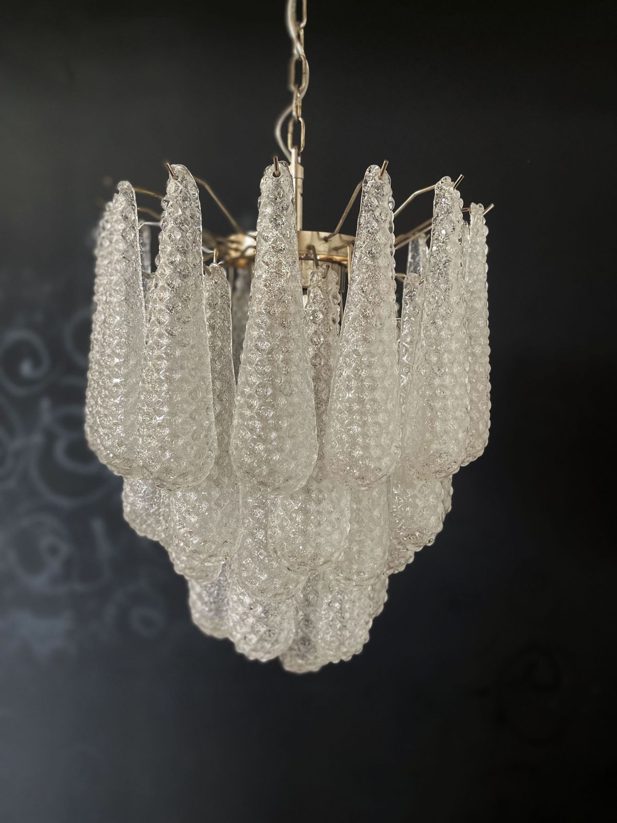 Italian Vintage Murano Chandelier 41 Glass Petals Drop