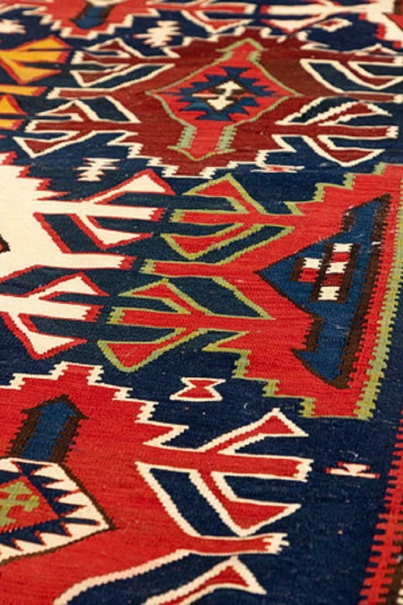 Antique Rug, Quba Kilim Rugs, Azerbaijani Handmade Geometric Oriental Rug photo furniture