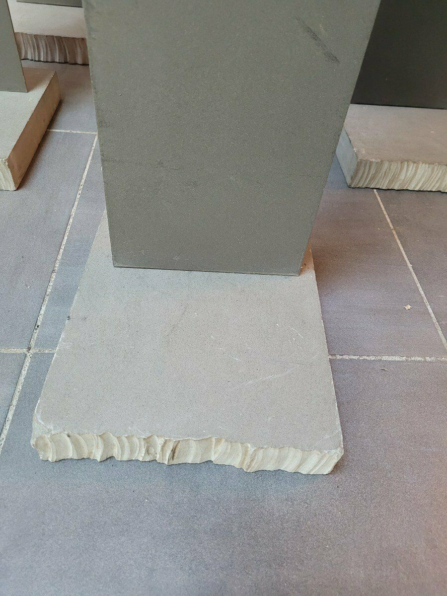 Modern Sculpture In Steel Blades On Cement Pedestals, 20th Century photo vintage