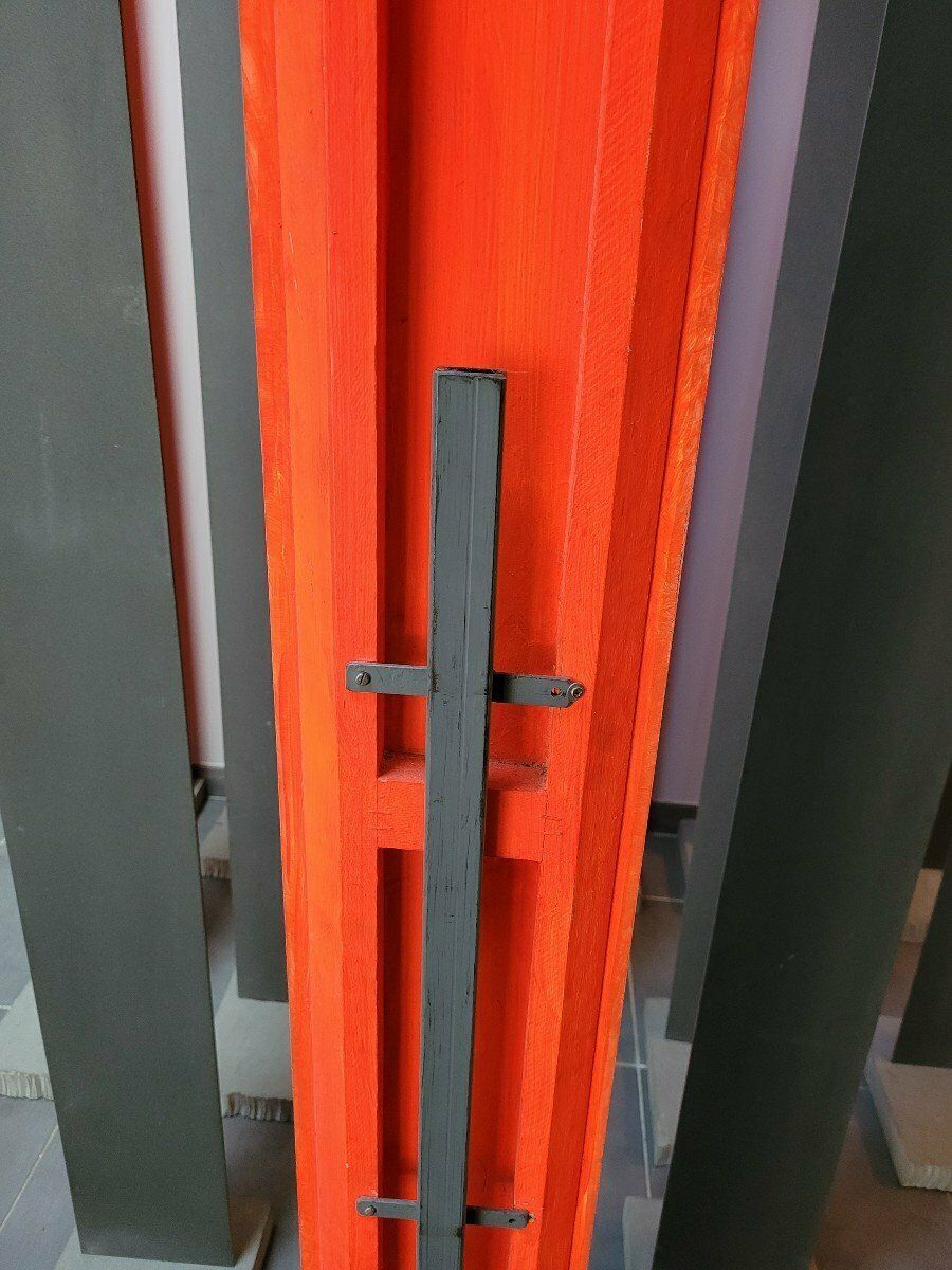 4800.0 Modern Sculpture In Steel Blades On Cement Pedestals, 20th Century photo