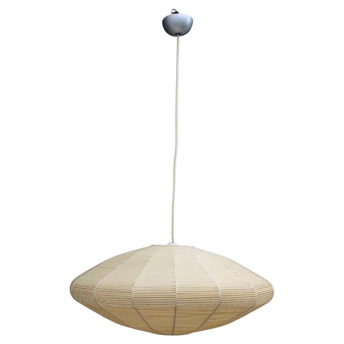 Mid Century Italian Beige Ufo Round Lamp Plastic And Metal 1950s
