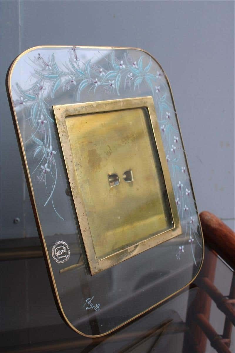 photo furniture Photo Frame In Decorated Crystal And Brass Italian Design 1970s