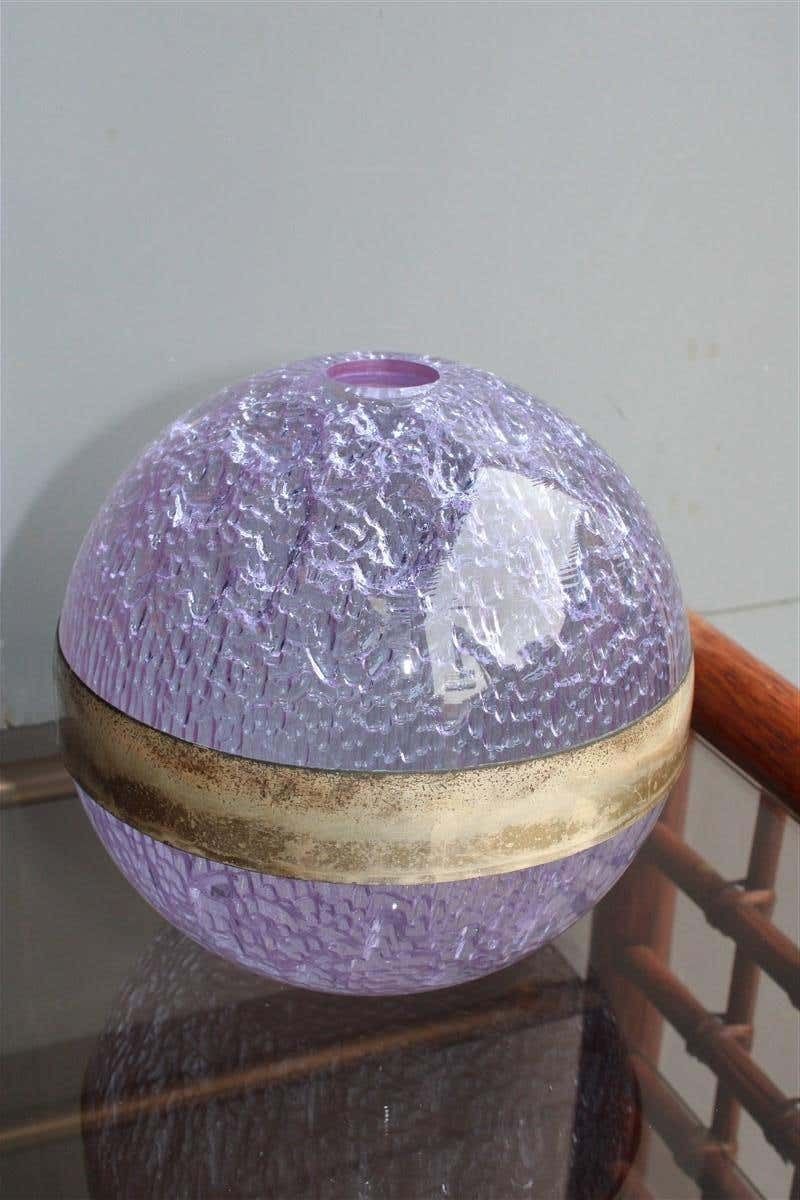 Sphere Vase Taddei Architect Italian Design 1970 In Very Thick Glass Silver Part photo furniture