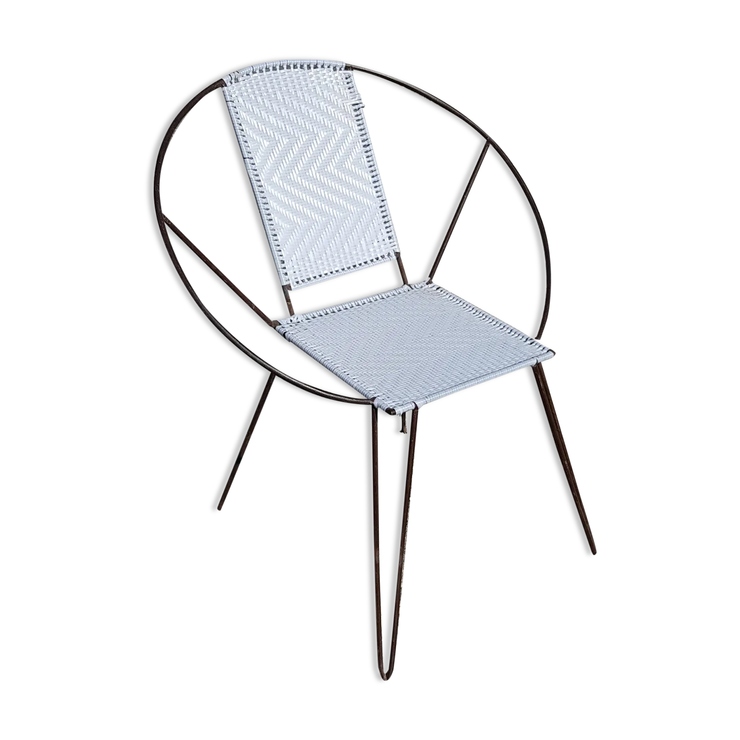 Old Vintage Armchair In Black Metal