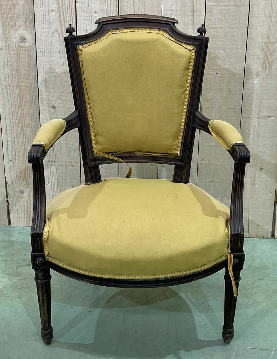 Louis XVI Style Beechwood Armchair, Late 19th Century